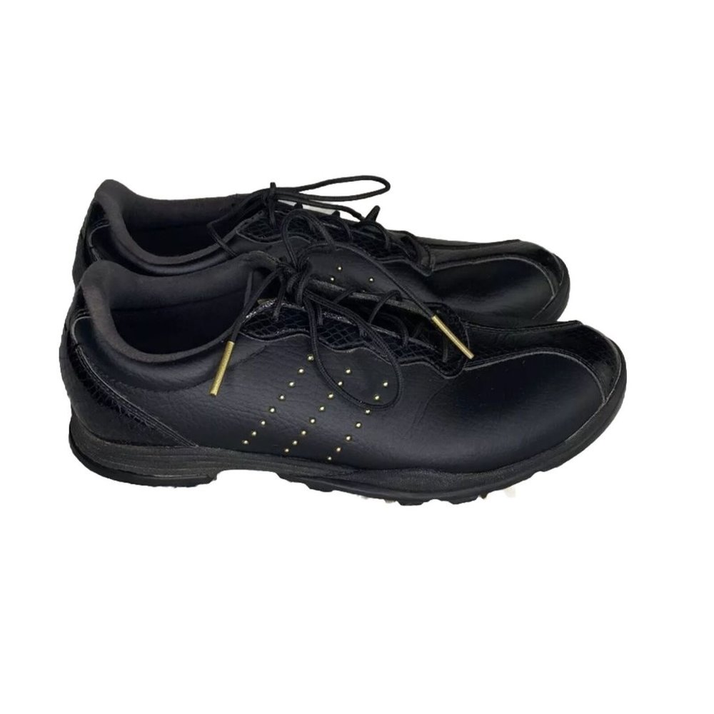 Adi Pure  Y Adidas’s Women’s Golf Shoes Black Lace Up Leather Size 6